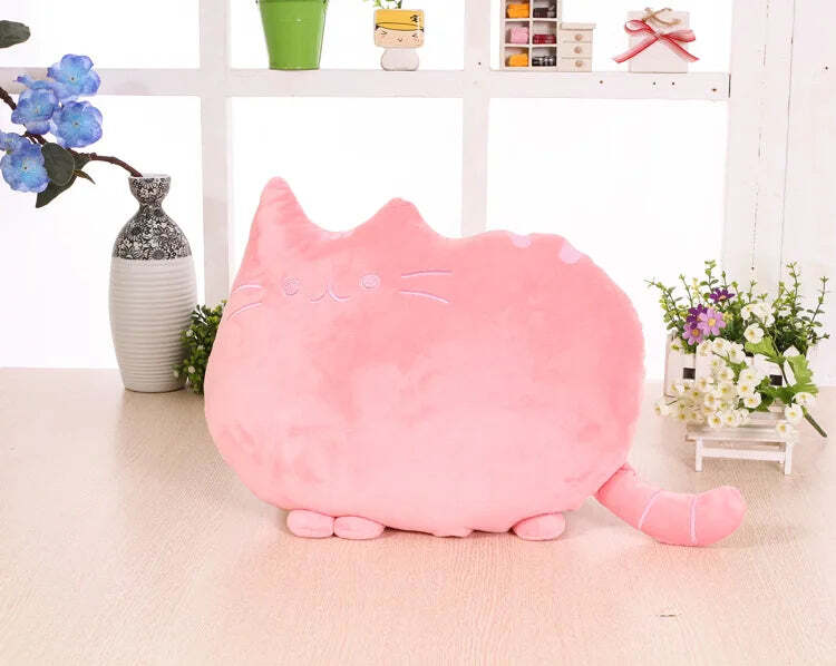 Image of Cute plush cat cushion pillow for kids' rooms and home decor