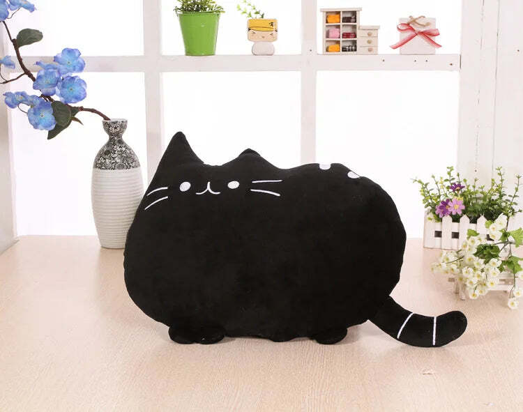 Image of Cute plush cat cushion pillow for kids' rooms and home decor