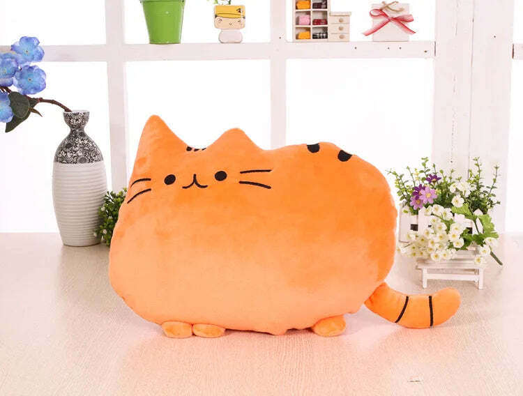 Image of Cute plush cat cushion pillow for kids' rooms and home decor