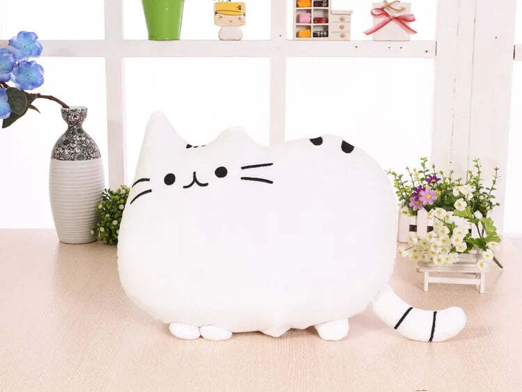 Image of Cute plush cat cushion pillow for kids' rooms and home decor