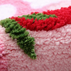 Image of Cute strawberry bath mat for girls - soft plush non-slip rug for home decor