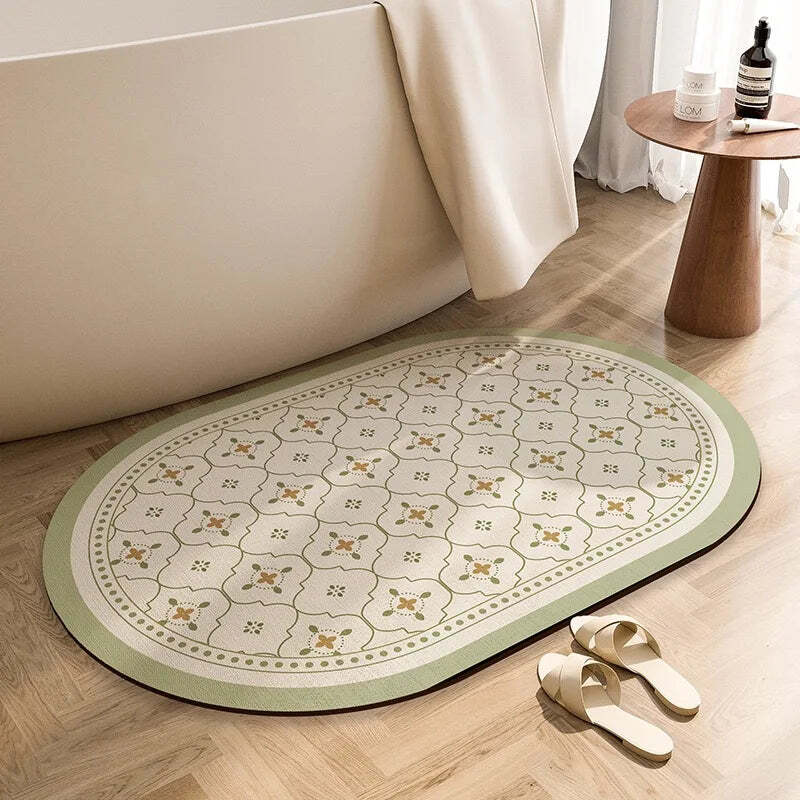 Image of Diatomite earth absorbent mat for bathroom and kitchen, non-slip and quick-drying