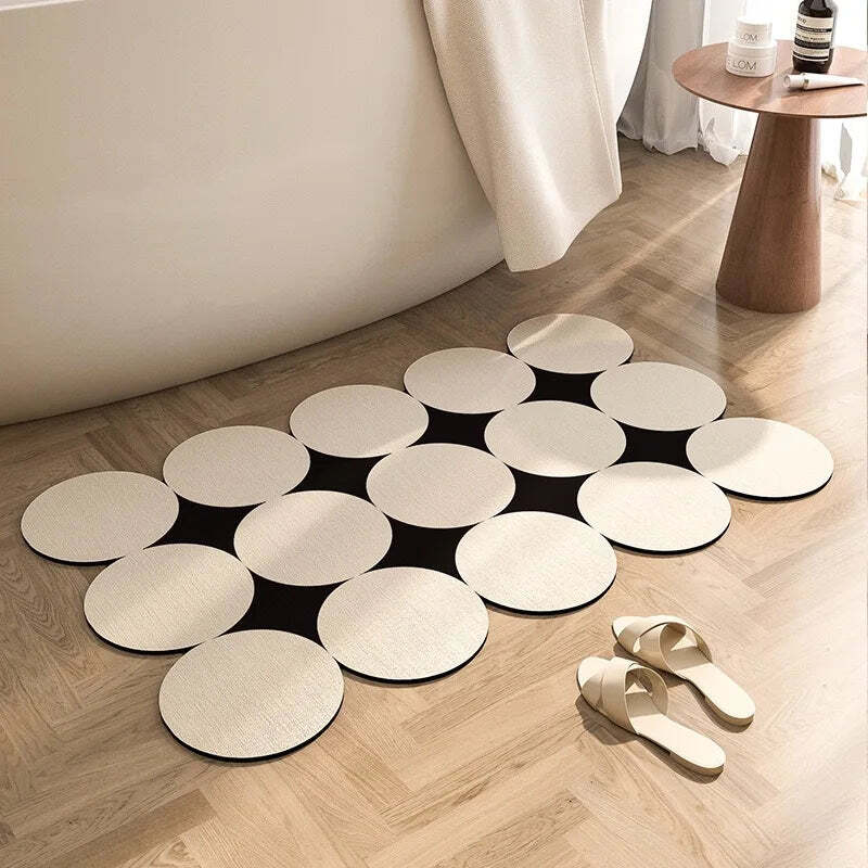 Image of Diatomite earth absorbent mat for bathroom and kitchen, non-slip and quick-drying