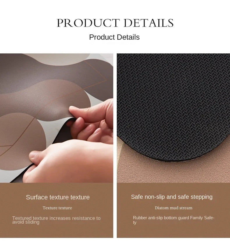 Image of Diatomite earth absorbent mat for bathroom and kitchen, non-slip and quick-drying