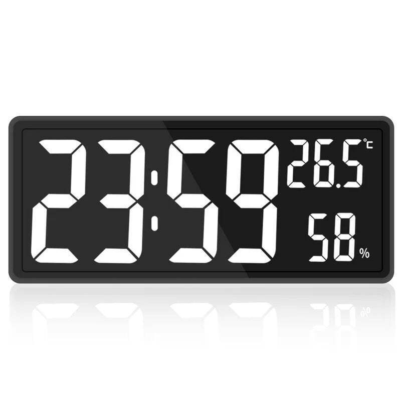 Image of Digital wall clock with temperature and humidity display, night mode, and alarm function