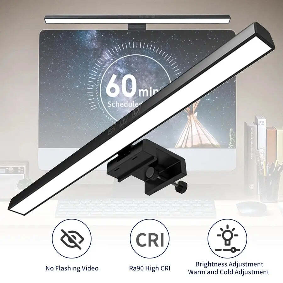 Image of Dimmable LED monitor light bar for enhanced desk lighting and eye care