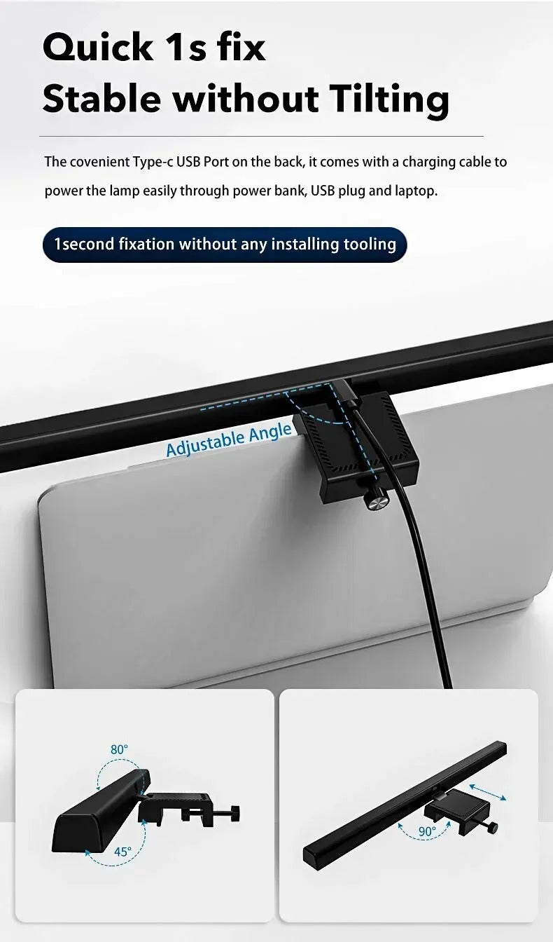 Image of Dimmable LED monitor light bar for enhanced desk lighting and eye care