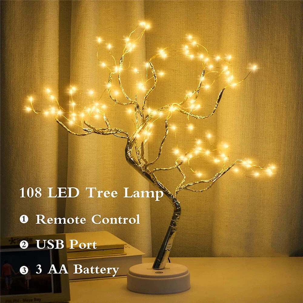 Image of Fairy tree table lamp with 108 LED lights for home and Christmas decoration