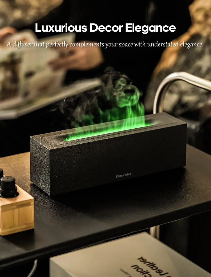 Image of Flame aroma diffuser and ultrasonic humidifier with LED night light