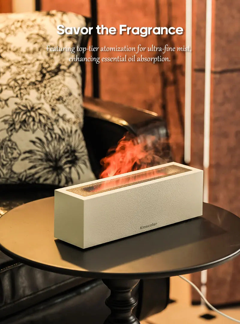 Image of Flame aroma diffuser and ultrasonic humidifier with LED night light