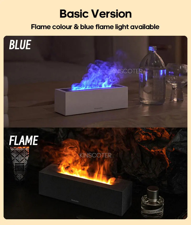 Image of Flame aroma diffuser and ultrasonic humidifier with LED night light