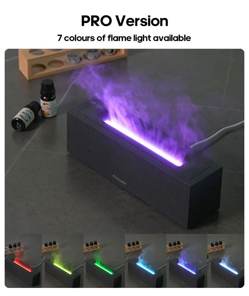 Image of Flame aroma diffuser and ultrasonic humidifier with LED night light