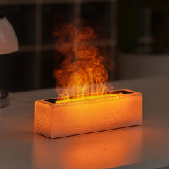 Image of Flame aroma diffuser with realistic fire night light and essential oil nebulizer