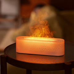 Image of Flame aroma diffuser with realistic fire night light and essential oil nebulizer