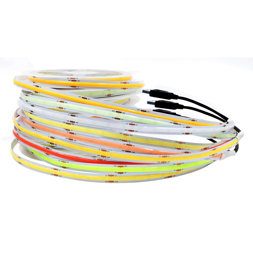 Image of Flexible 5V COB LED strip light for home decor and TV backlighting