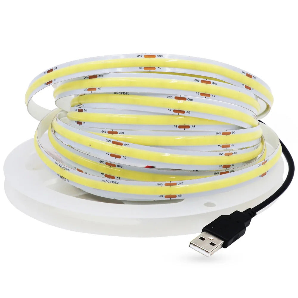 Image of Flexible 5V COB LED strip light for home decor and TV backlighting