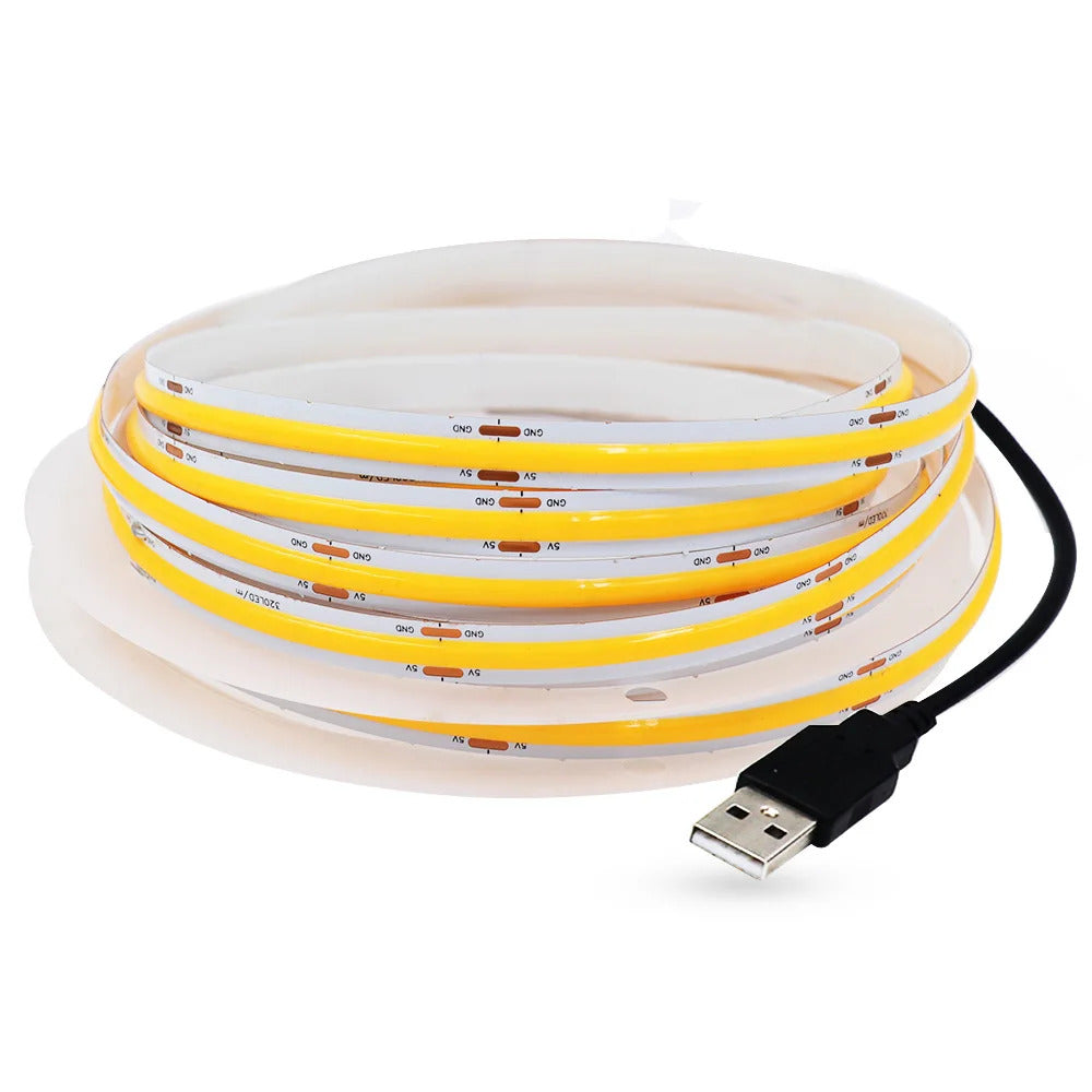 Image of Flexible 5V COB LED strip light for home decor and TV backlighting