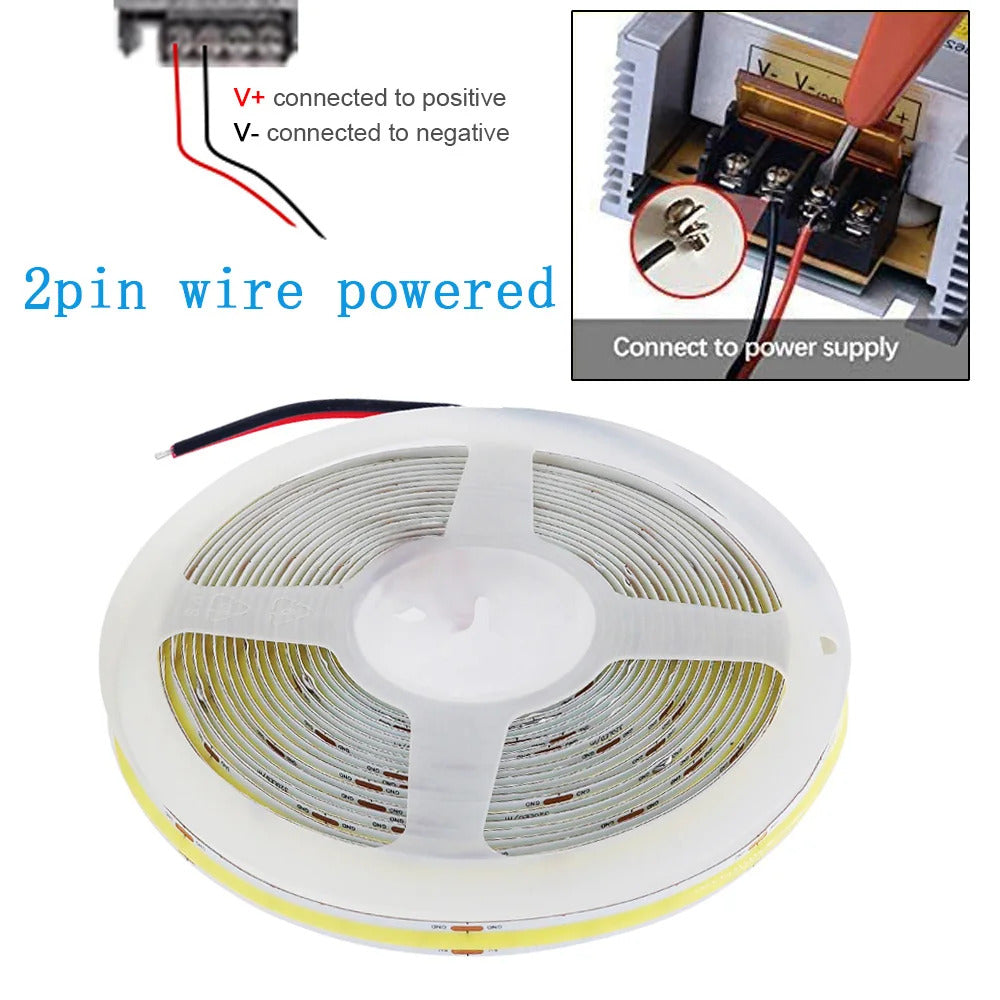 Image of Flexible 5V COB LED strip light for home decor and TV backlighting