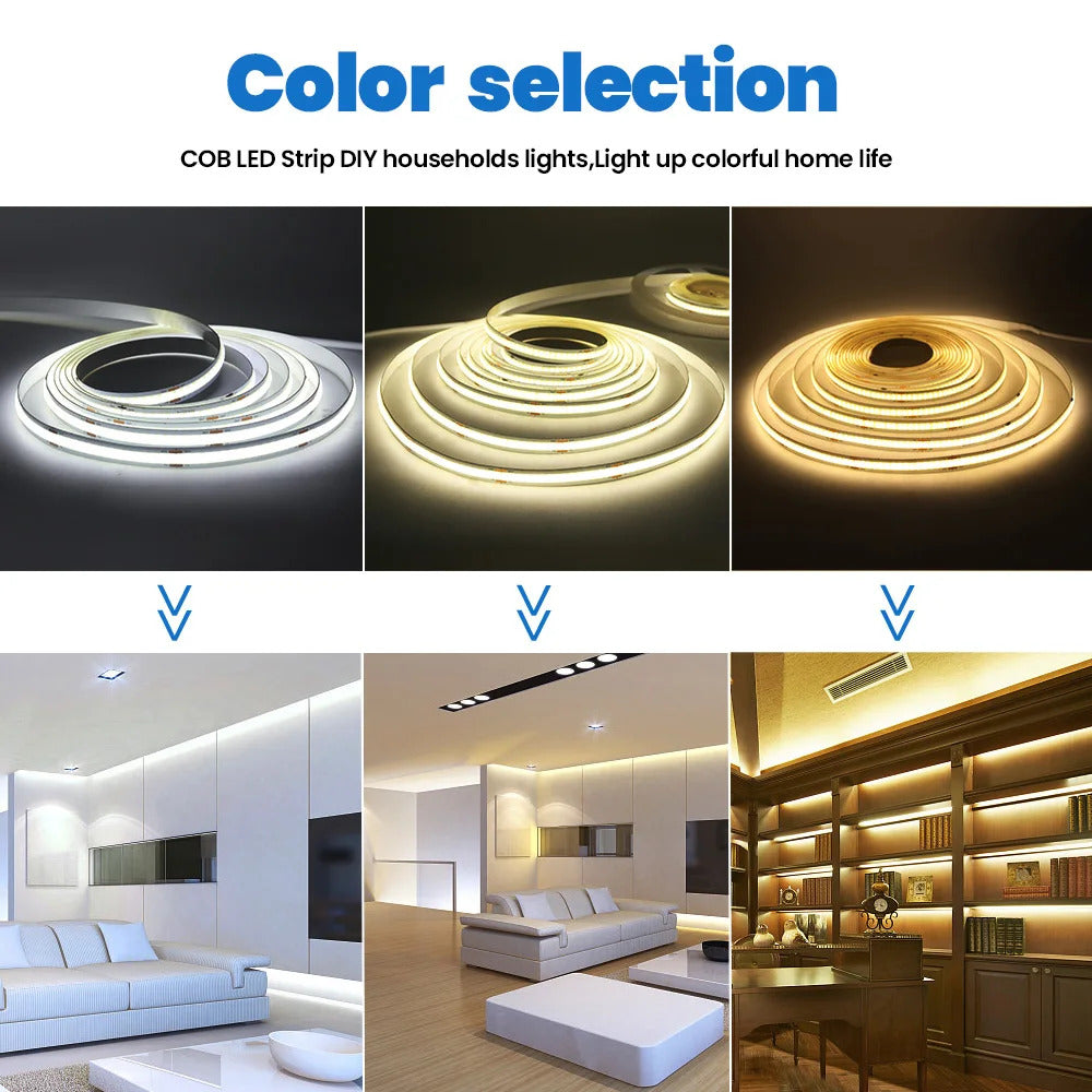 Image of Flexible 5V COB LED strip light for home decor and TV backlighting