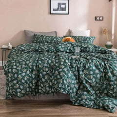 Image of Floral cotton duvet cover set with hidden zipper and pillowcases