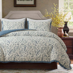 Image of Floral cotton duvet cover set with hidden zipper and pillowcases