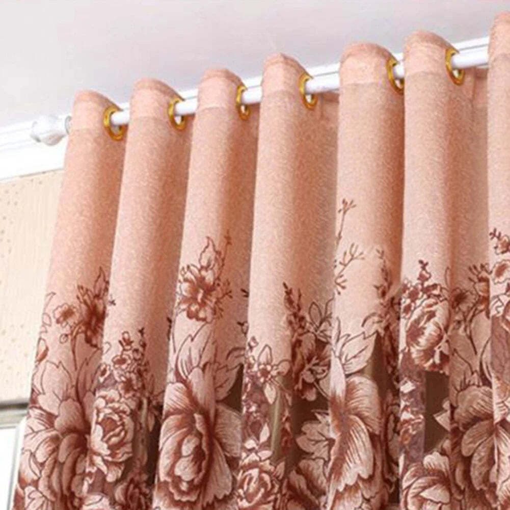 Image of Flower jacquard tulle window curtain for bedroom and living room decor