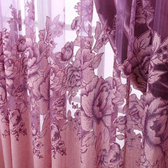 Image of Flower jacquard tulle window curtain for bedroom and living room decor