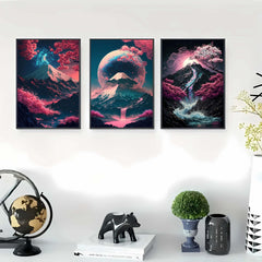 Image of Frameless Japanese natural landscape canvas wall art set