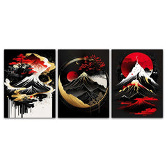 Image of Frameless Japanese natural landscape canvas wall art set