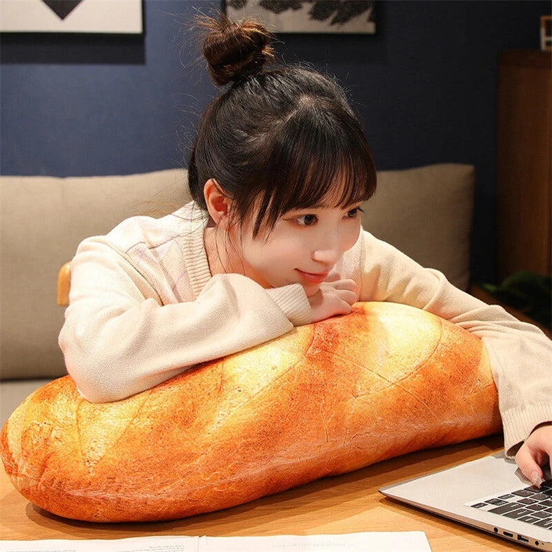 Image of French bread plush pillow – adorable food-themed stuffed companion