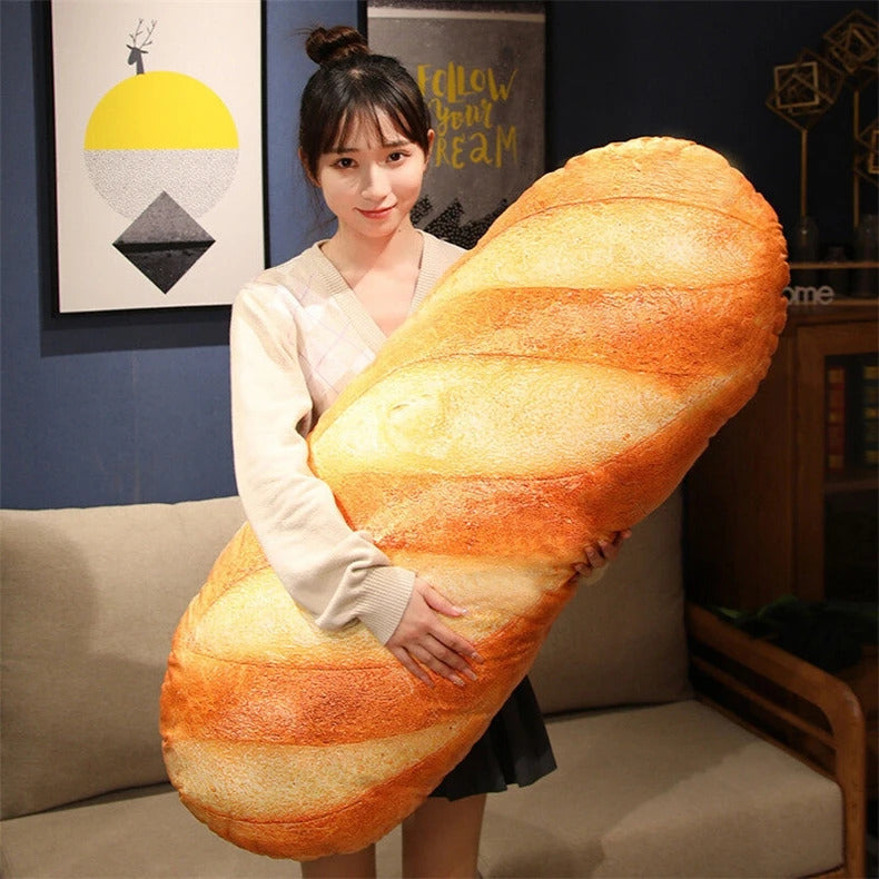 Image of French bread plush pillow – adorable food-themed stuffed companion