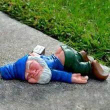 Image of Funny drunken garden gnome statue for quirky home decor