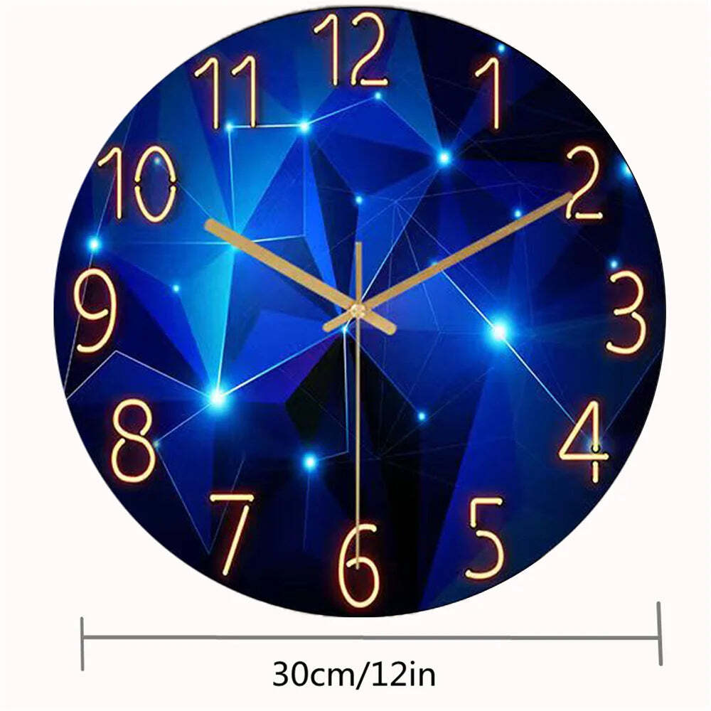 Image of Geometric dark blue wall clock with silent quartz movement for modern home decor