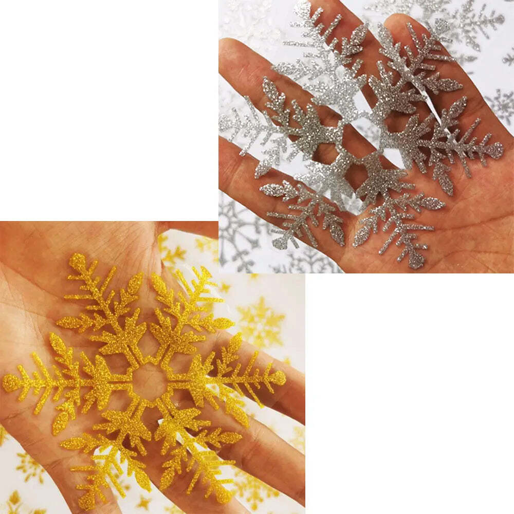 Image of Glitter snowflake electrostatic wall stickers for festive decor