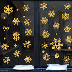 Image of Glitter snowflake electrostatic wall stickers for festive decor