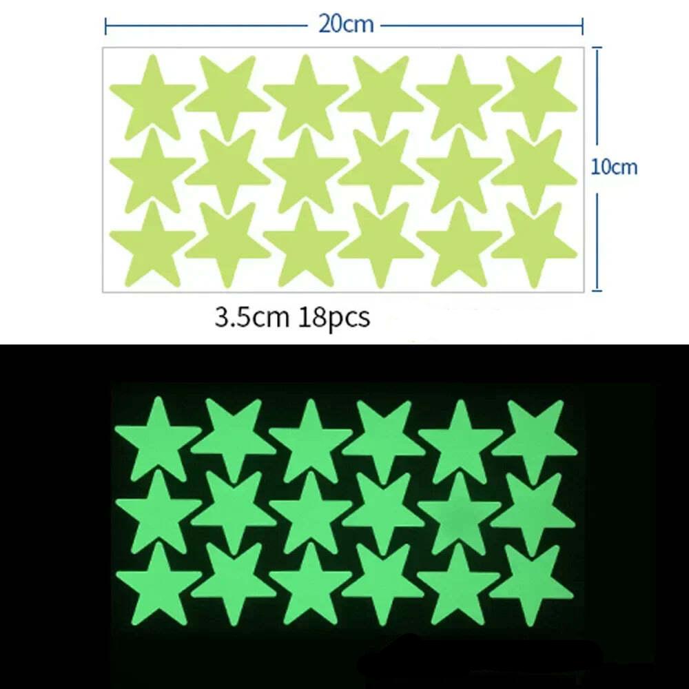 Image of Glow-in-the-dark stars and moon self-adhesive wall stickers for kids' rooms