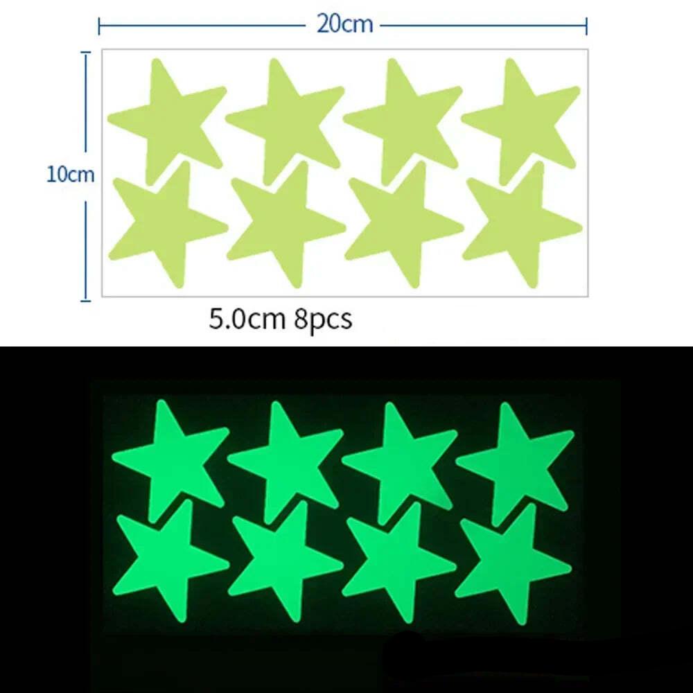 Image of Glow-in-the-dark stars and moon self-adhesive wall stickers for kids' rooms