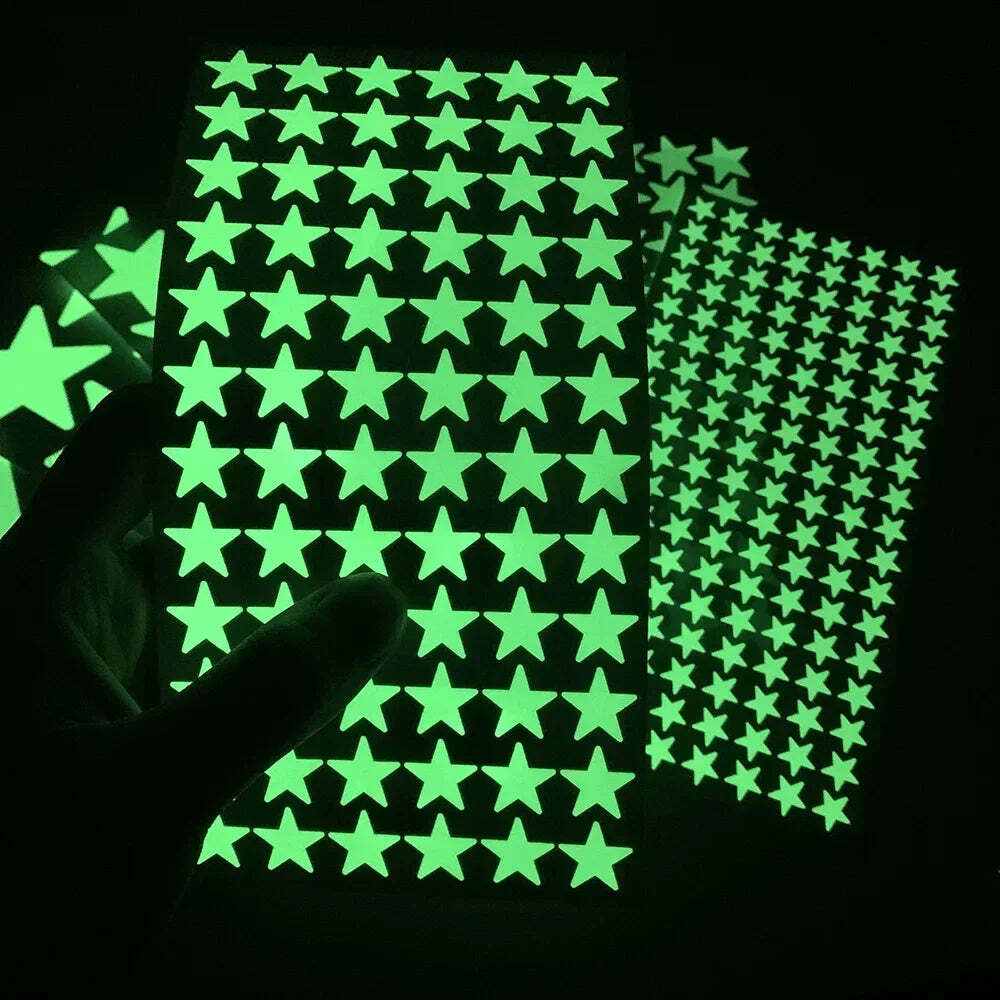 Image of Glow-in-the-dark stars and moon self-adhesive wall stickers for kids' rooms