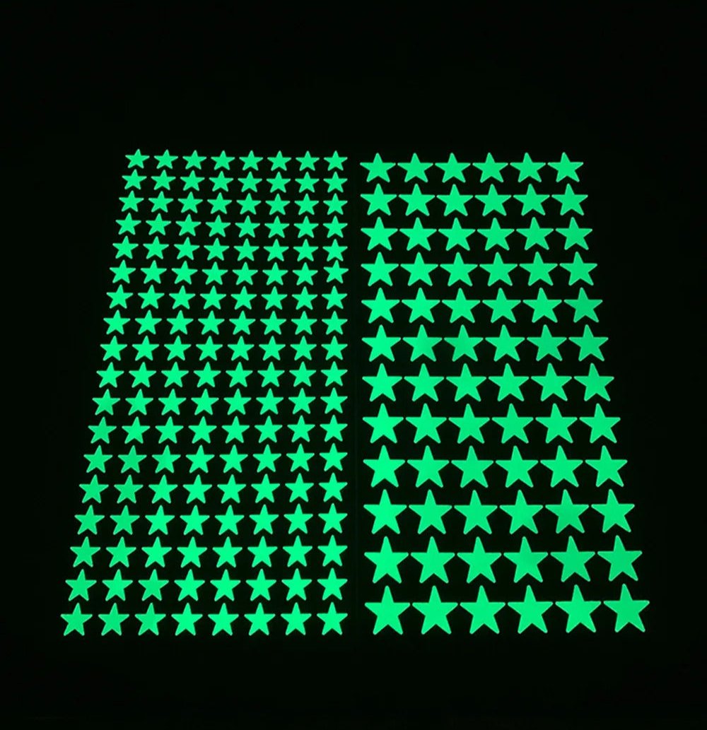 Image of Glow-in-the-dark stars and moon self-adhesive wall stickers for kids' rooms