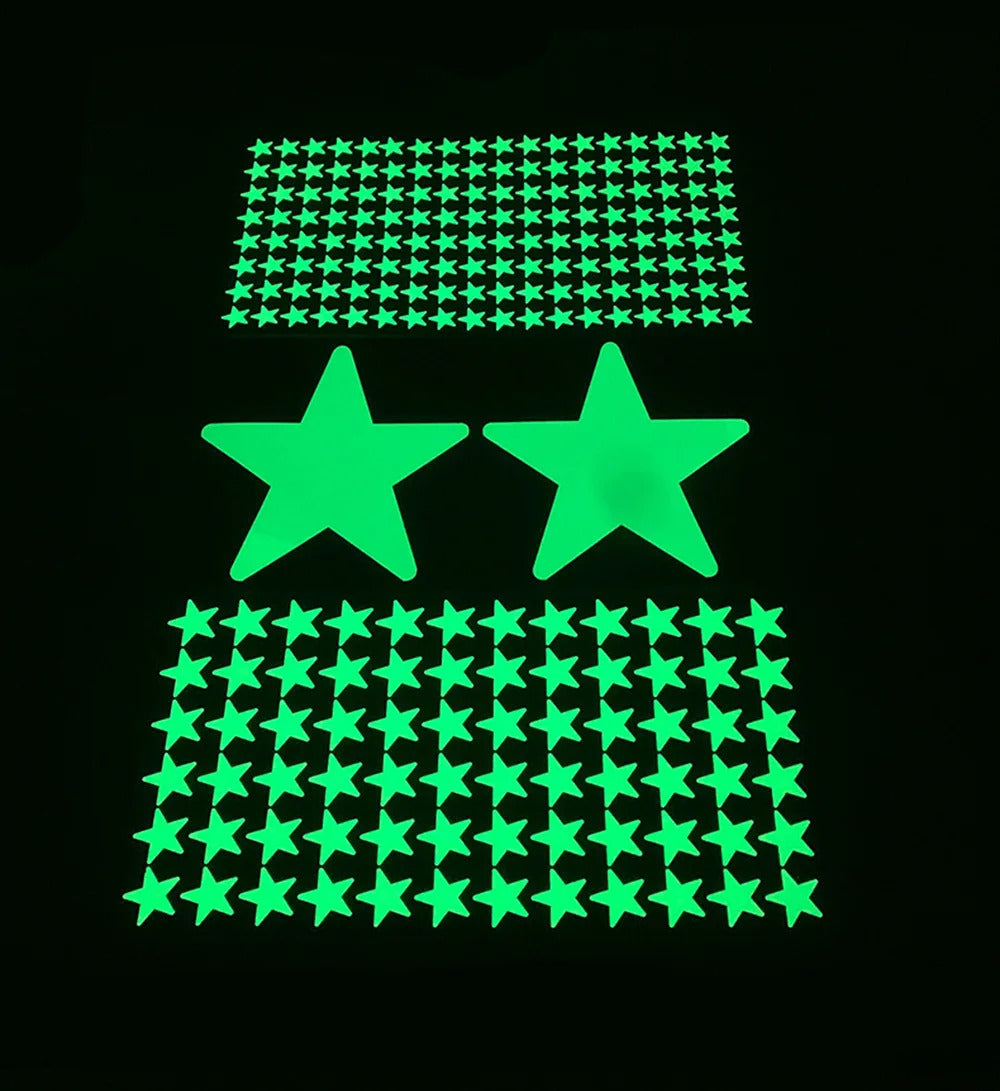 Image of Glow-in-the-dark stars and moon self-adhesive wall stickers for kids' rooms