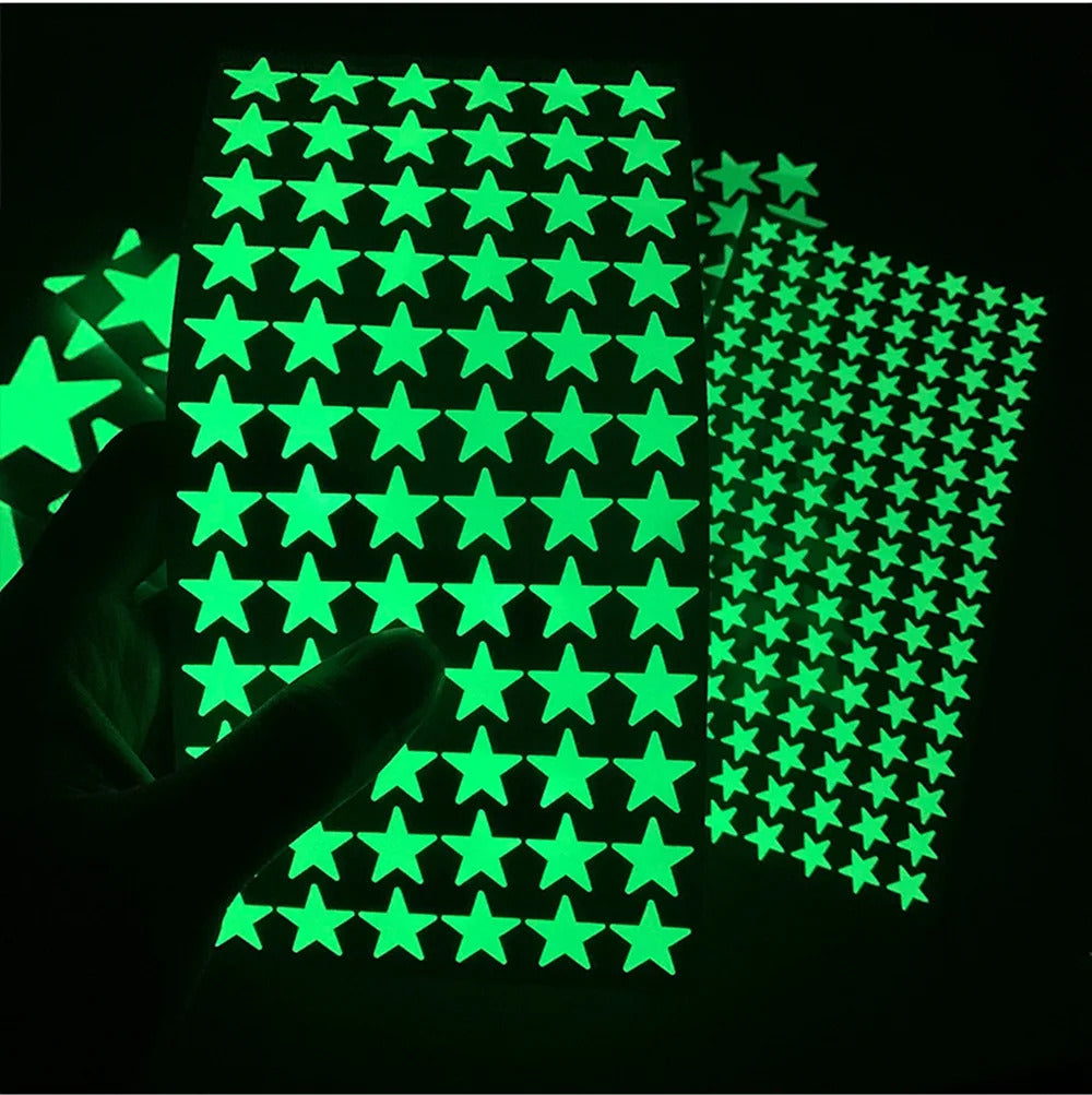 Image of Glow-in-the-dark stars and moon self-adhesive wall stickers for kids' rooms