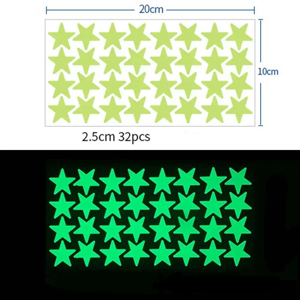 Image of Glow-in-the-dark stars and moon self-adhesive wall stickers for kids' rooms