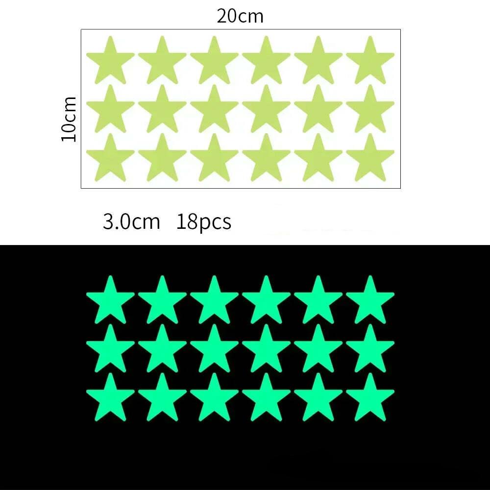 Image of Glow-in-the-dark stars and moon self-adhesive wall stickers for kids' rooms