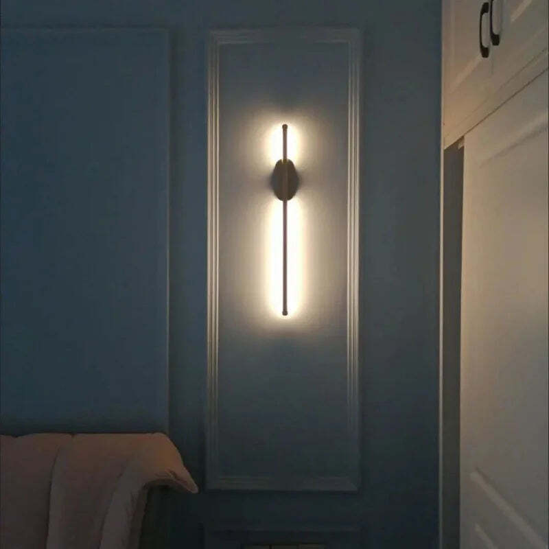 Image of Gold long strip LED wall lamp for modern indoor lighting and home decor