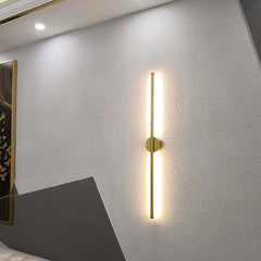 Image of Gold long strip LED wall lamp for modern indoor lighting and home decor