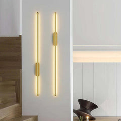 Image of Gold long strip LED wall lamp for modern indoor lighting and home decor