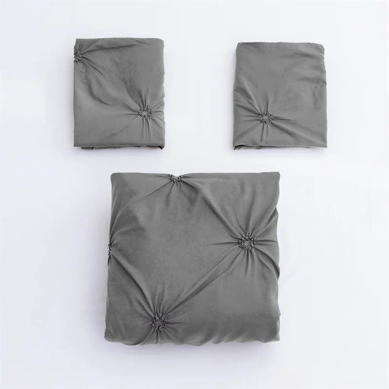 Image of Gray queen comforter set with duvet cover and pillowcases