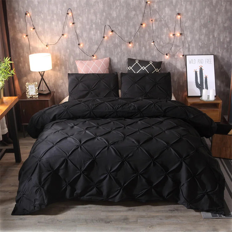 Image of Gray queen comforter set with duvet cover and pillowcases