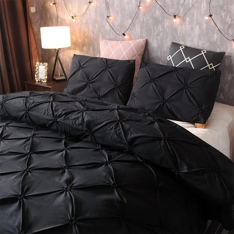 Image of Gray queen comforter set with duvet cover and pillowcases