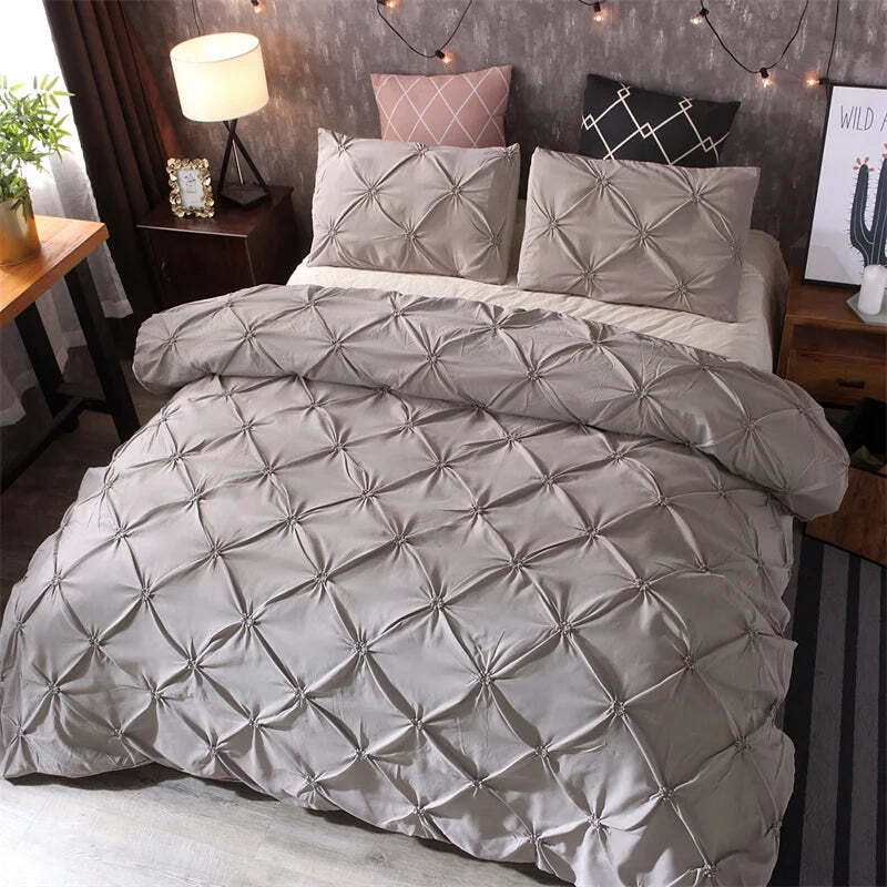 Image of Gray queen comforter set with duvet cover and pillowcases